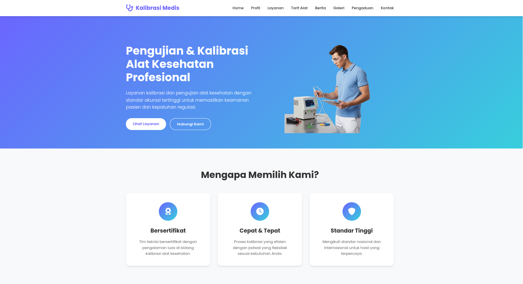 Website Pengujian/Kalibrasi Alat Kesehatan