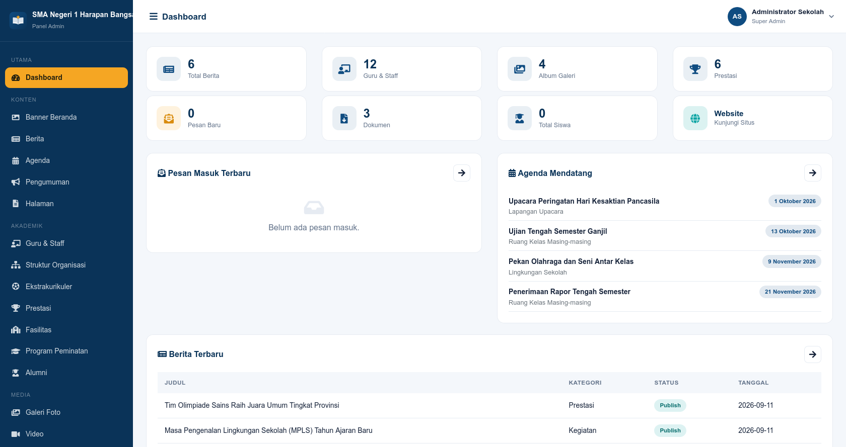 Website Akademik Sekolah